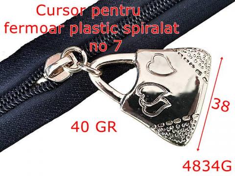 Cursor fermoar spiralat din plastic no 7 zamac gold 4834G de la Metalo Plast Niculae & Co S.n.c.