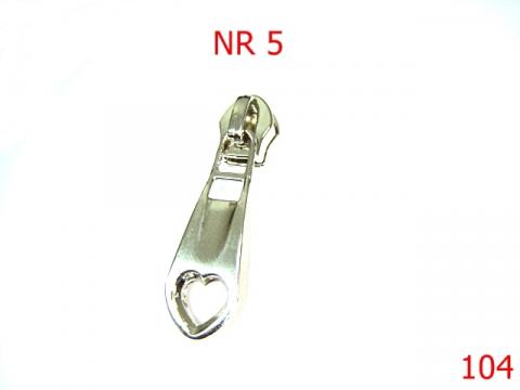Cursor fermoar plastic Nr 5 mm nichel 2D5 4D A3 104