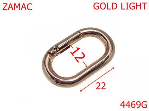 Inel carabina oval pentru genti 12 mm zamac gold 4469G