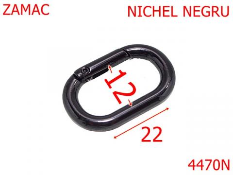 Inel carabina oval pentru genti 12 mm zamac nichel 4470N de la Metalo Plast Niculae & Co S.n.c.