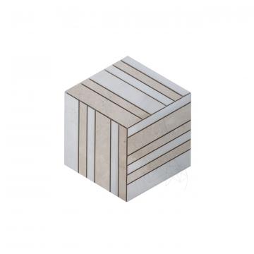 Mozaic marmura White&Beige 3D Cube Polisata, 20 x 20 cm