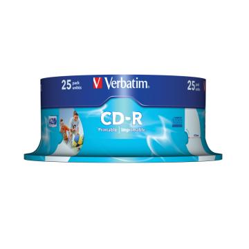 CD-R printabil Verbatim, 52x, 700 MB, 25 bucati/cake de la Sanito Distribution Srl