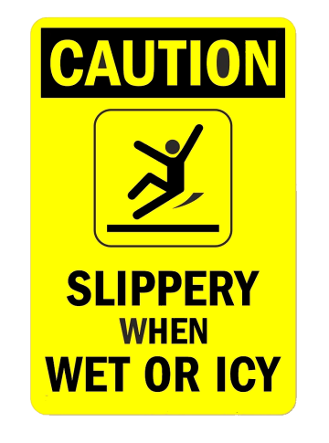 Semn Sign caution slippery when wet or icy