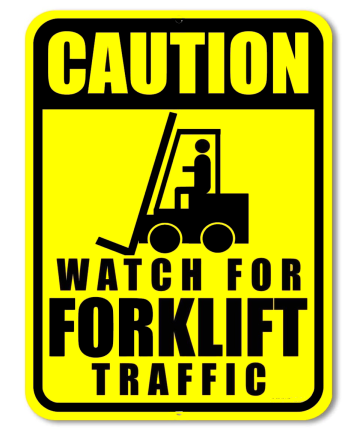 Semn Sign caution watch for forklift traffic