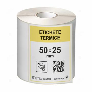 Etichete in rola, termice 50 x 25 mm, 7500 etichete/rola