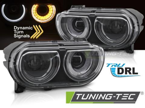 Faruri Headlights negru DRL Dodge Challenger 08-14 de la Kit Xenon Tuning Srl