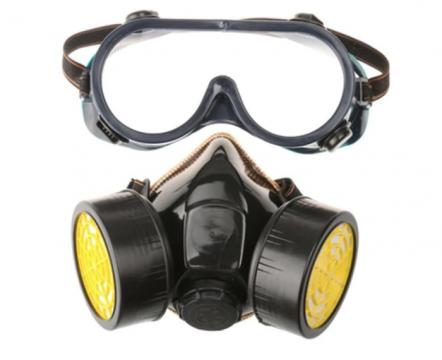 Set ochelari si masca de protectie cu 2 filtre de carbon