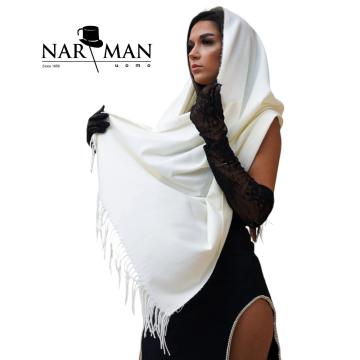 Sal alb elegant din casmir si lana SLC100 de la Narman - Tuxedo
