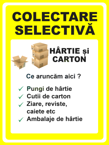 Indicator pentru colectare selectiva hartie si carton