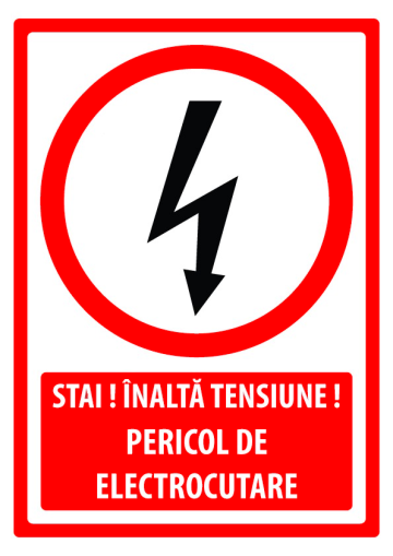 Semn pentru stai inalta tensiune pericol de electrocutare