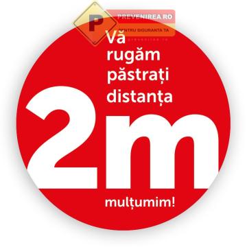 Semn rosu pentru pastrarea distantei de doi metri