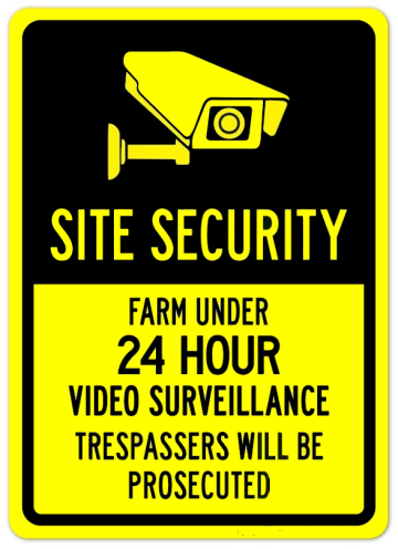 Semn Site security farm under 24 hour video surveillance