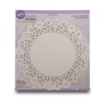 Set hartii dantelate alb, 25 cm, 10 buc. -Wilton