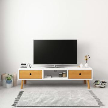 Comoda TV, alb, 120 x 35 x 35 cm, lemn masiv de pin
