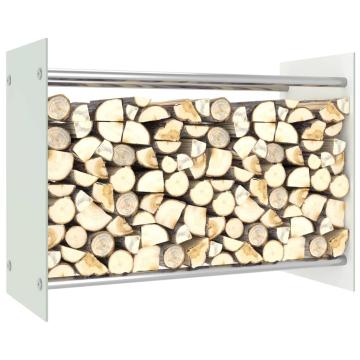 Rastel lemne de foc, alb, 80 x 35 x 60 cm, sticla