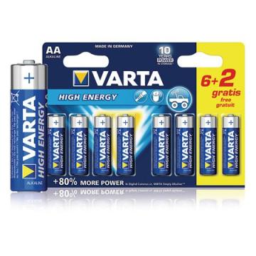 Baterie alcalina LR06 blister 6+2 buc Varta