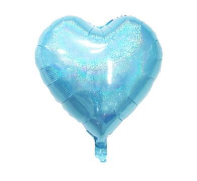 Balon folie inima holograma bleu 45 cm