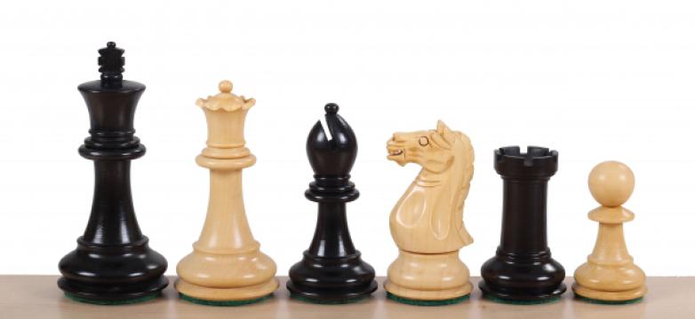 Piese lemn sah Staunton 7 Oxford negru de la Chess Events Srl