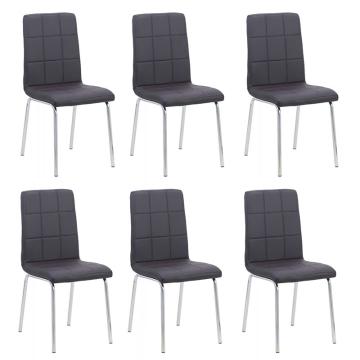 Set 6 scaune de bucatarie cadru metalic cromat-maro