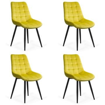 Set 4 scaune bucatarie si living din catifea BUC 206 galben