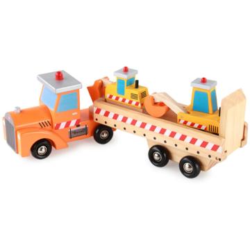 Jucarie Camion cu platforma si 2 utilaje din lemn