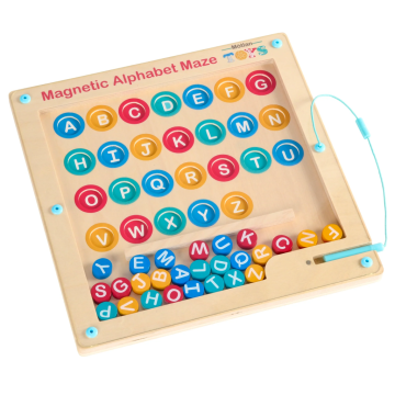 Joc Tabla magnetica Montessori, Alfabet din lemn si Labirint de la Saralma Shop Srl