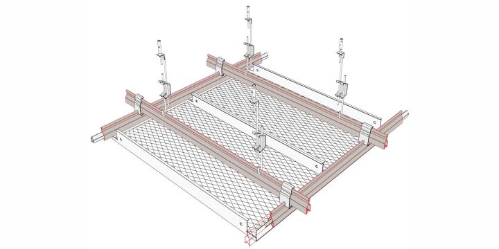 Sistem de tavan casetat metalic Expanded Clip-in