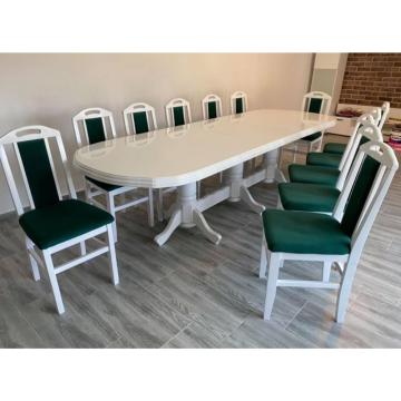 Set masa cu 12 scaune vintage, culoare alb + verde