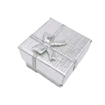 Cutie pentru cadouri cu fundite, gri, 4 cm x 4 cm x 3 cm