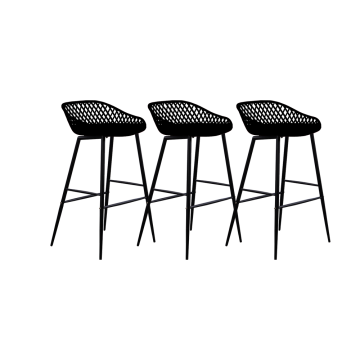 Set 3 scaune bar polipropilena 48x47x95cm negru Raki Toyama de la Kalina Textile SRL
