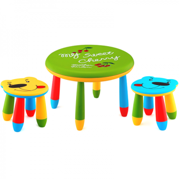Set mobilier copii Raki, plastic, masa rotunda Slante de la Kalina Textile SRL