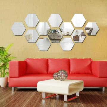 Set 12 panouri autocolante hexagonale oglinda de perete de la Top Home Items Srl