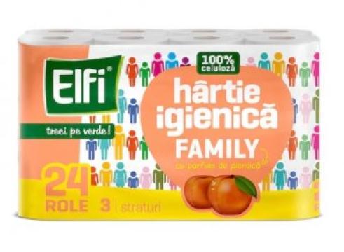 Hartie igienica Family Elfi, piersica, 3 straturi, 24 role de la Supermarket Pentru Tine Srl