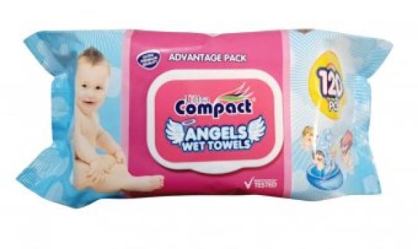 Servetele umede pentru copii Ultra Compact Angels, 120buc. de la Supermarket Pentru Tine Srl