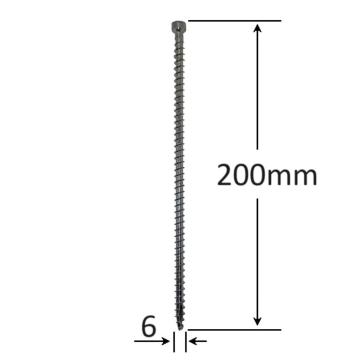 Surub lemn cap cilindric 6x200mm - 100buc/cutie CPW-06200