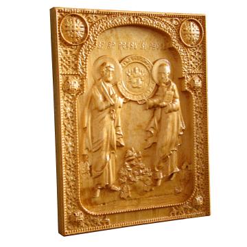 Icoana sculptata Sf Apostoli Petru si Pavel 24.5x19 cm de la Artsculpt Srl