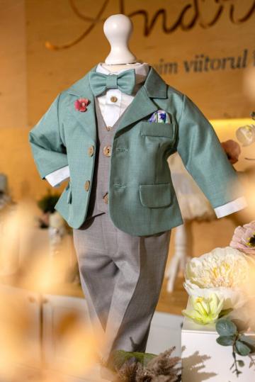 Costum botez Sebastian - verde menta