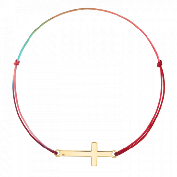 Bratara pentru picior din snur multicolor, cruce din argint de la Atelier Lolit Srl
