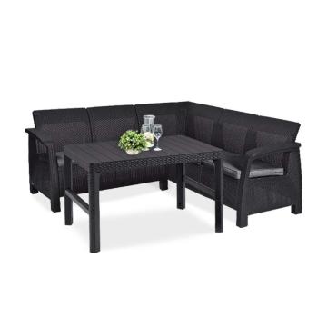 Canapea de colt mica Corfu relax cu masa Lyon grafit de la Leziter Kft.