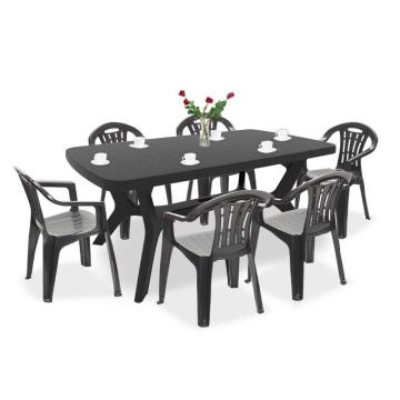 Set mobilier de gradina Balorca 6+1 in culoarea grafit