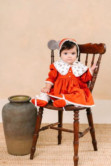 Set botez fete 3 piese - Pavlova - rosu scortisoara de la Andreeatex