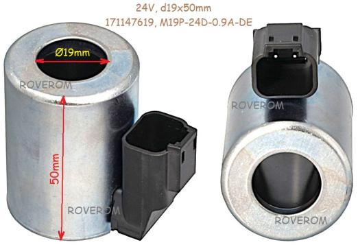 Bobina 24V, d19x50mm, Caterpillar, Volvo