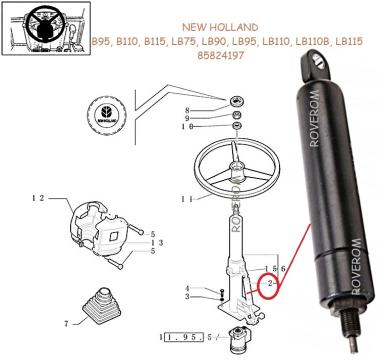 Amortizor coloana volan Case 580SR,590SR, New Holland LB95 de la Roverom Srl