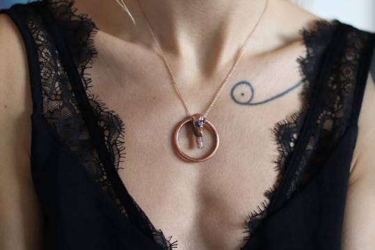 Colier cupru topaz imperial de la Raw Jewellery Srl