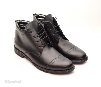 Ghete barbati piele naturala negre casual-elegante cu siret