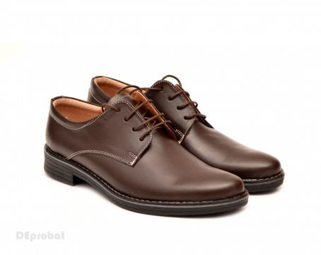 Pantofi barbati piele naturala maro casual-eleganti cu siret