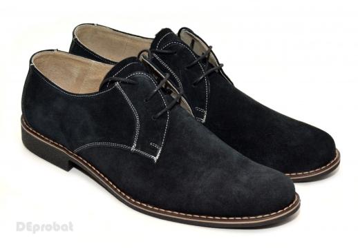 Pantofi barbati piele naturala velur negri casual-eleganti