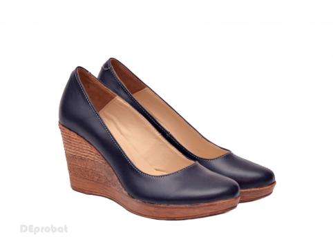 Pantofi bleumarin dama eleganti - casual din piele naturala