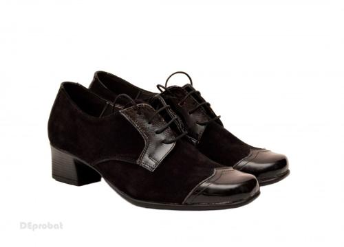 Pantofi dama eleganti negri din piele naturala cu toc 4 cm