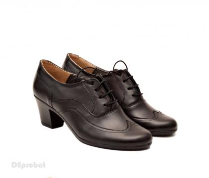 Pantofi negri dama casual-eleganti din piele naturala